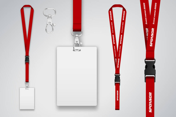Set of lanyard and badge. Template for presentation of their des - Vector, Image