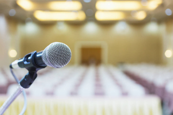 Close up. Microphone in conference hall. - Photo, Image