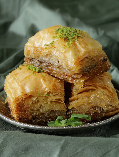 Turkish arabic dessert baklava with honey and nuts - Photo, Image