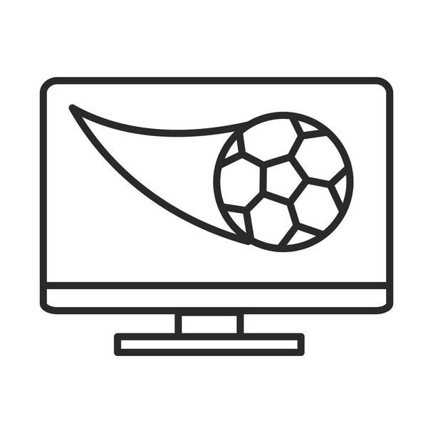 jogo de futebol, bola de computador aplicativo liga esportes recreativos ícone de estilo de linha de torneio
 - Vetor, Imagem