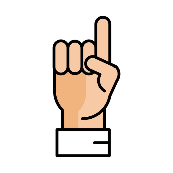 main levée avec index pointant ligne et icône de style de remplissage - Vecteur, image