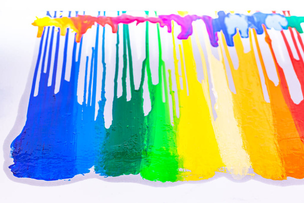 colorful of screen printing ink dropped on the white background - Photo, Image