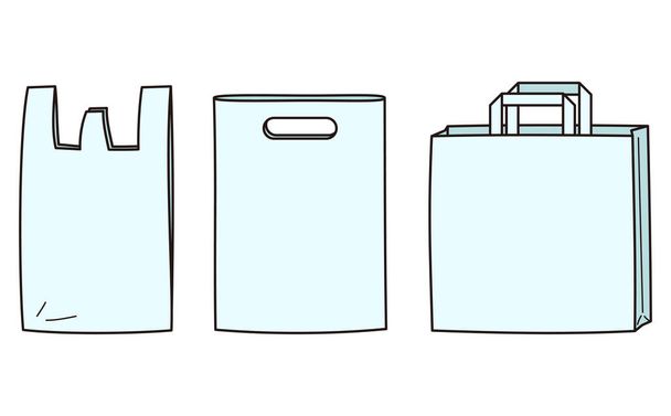 Векторна ілюстрація простої білої торгової сумки, пластикової сумки, паперової сумки
. - Вектор, зображення