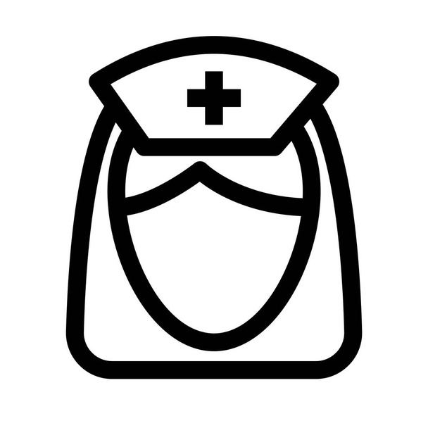 Ícone de linha de rosto de enfermeira. Enfermeira, assistente ou assistente
 - Vetor, Imagem