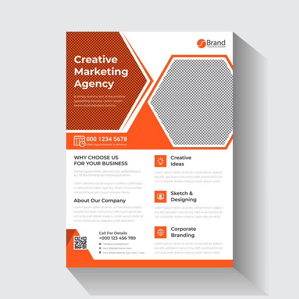 Astratto agenzia creativa flyer design template arancione colore vettore illustrazione    - Vettoriali, immagini