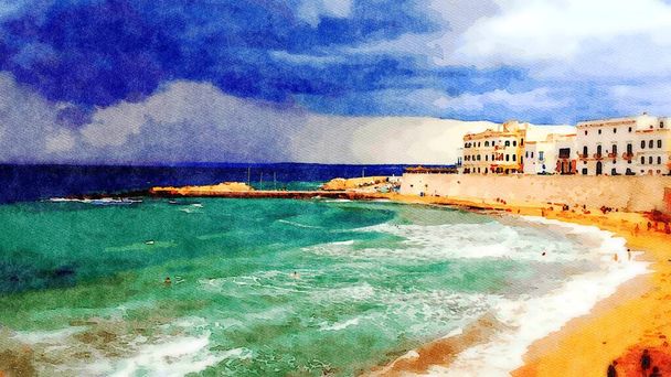 Digitális vízilabda, amely egy pillantást vet a Gallipoli strand Salento Puglia érkezés előtt a vihar - Fotó, kép