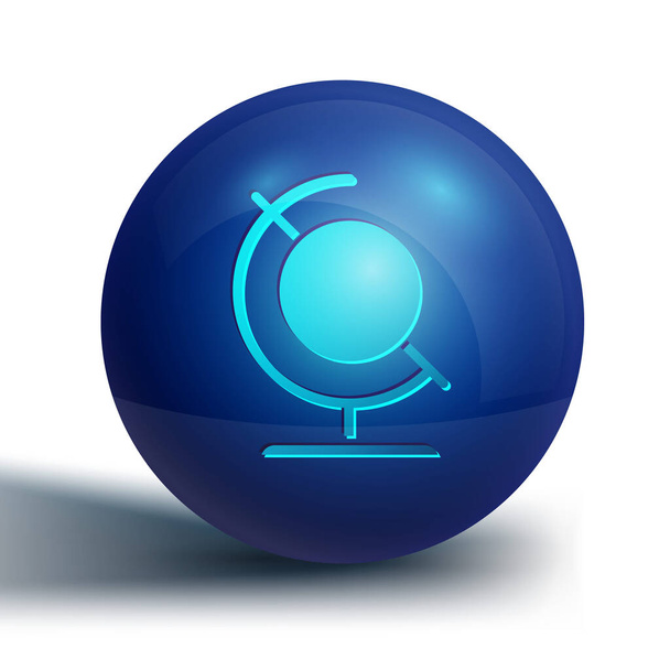 Icono del globo terráqueo azul aislado sobre fondo blanco. Botón círculo azul. Ilustración vectorial
. - Vector, Imagen