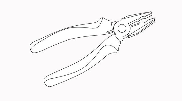 Vector Isolated Black and White Illustration of Pliers - Vector, Image
