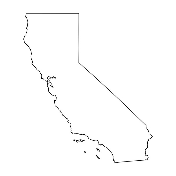 カリフォルニア州CA州境米国地図概要 - ベクター画像