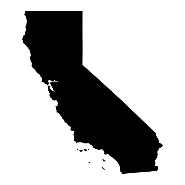 California CA állam Térkép USA. Fekete sziluett szilárd elszigetelt térkép fehér háttérrel. EPS vektor - Vektor, kép