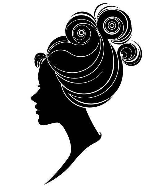 illustration vector of women silhouette icon on white background - Вектор,изображение