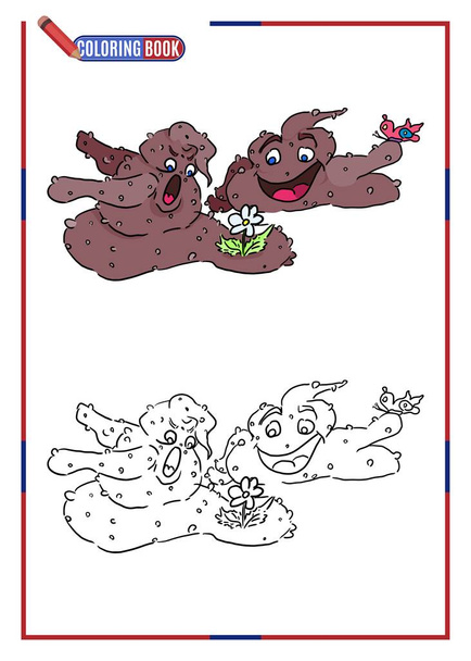 libro para colorear imprimible para niños. monstruo con una flor - Vector, imagen