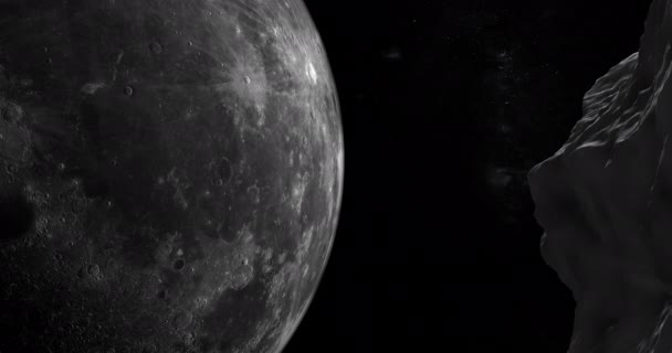 Asteroid orbiting around moon - Footage, Video