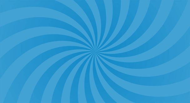 Sunburst background with blue ray. Spiral curved rotating background with rays. - Vector, Image