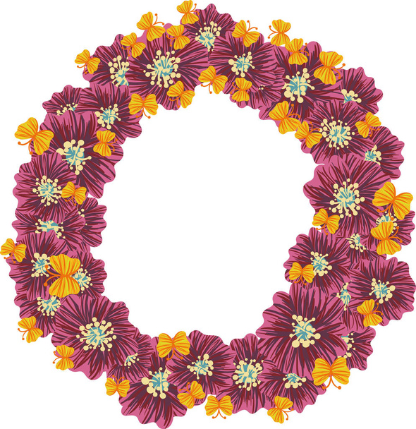 στεφάνι floral με πεταλούδες διανυσματική απεικόνιση - Διάνυσμα, εικόνα
