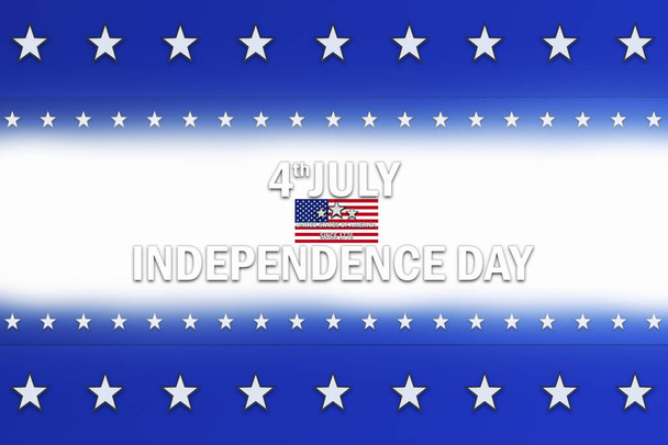 4th of July, Independence Day text sign over a background with blue color and white stars - Foto, Imagen