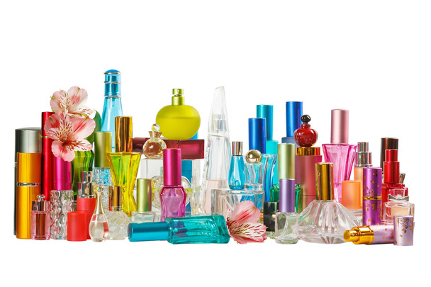 Perfume bottles and orchid flowers - Photo, Image