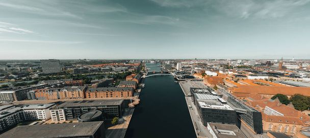 Denmark capital birdeye view panorama with water canal and city buildings. Copenhagen. - Valokuva, kuva