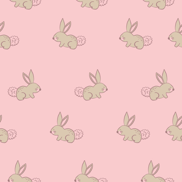 conejo pastel rosa sin costuras rabbits.Cute patrón de vectores de dibujos animados. Patrón de repetición sin fisuras
. - Vector, imagen