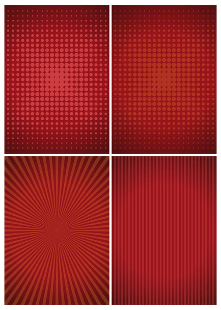 Set of red abstract vintage retro backgrounds. Vector illustration - Vettoriali, immagini