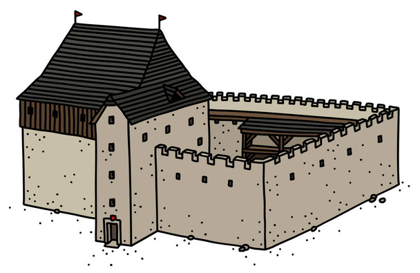 Векторизированный ручной рисунок старого каменного замка
 - Вектор,изображение