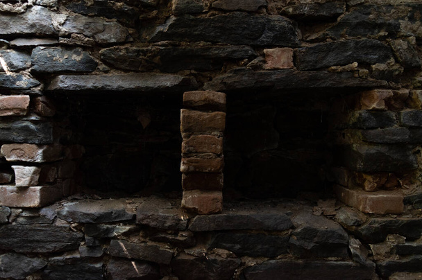 Windows in a stone wall. Two windows in the wall. - Photo, Image