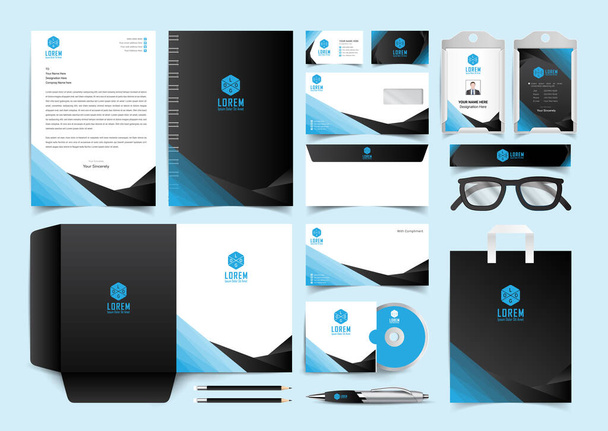 Vállalati személyazonosság készlet. Irodaszer Template Design Kit. Branding Template Editable Brand Identity pack absztrakt féltónusú effektus háttérrel az Business Company és a Finance Vector számára - Vektor, kép