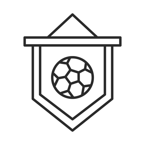 jogo de futebol, pingente com bola liga esportes recreativos ícone de estilo de linha de torneio
 - Vetor, Imagem