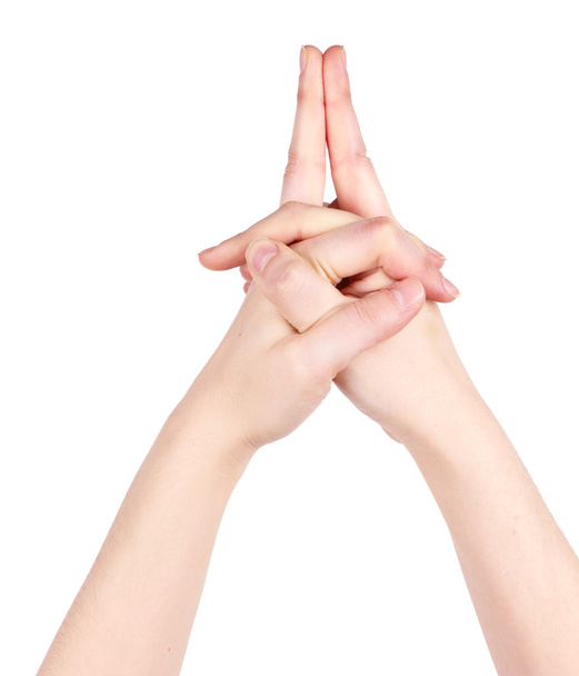 Hand yoga gesture isolated on white - Foto, Bild
