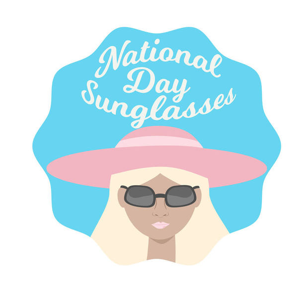 National Sun Glasses Day Flat Vector Illustratie. Geschikt voor wenskaart, poster en banner. - Vector, afbeelding