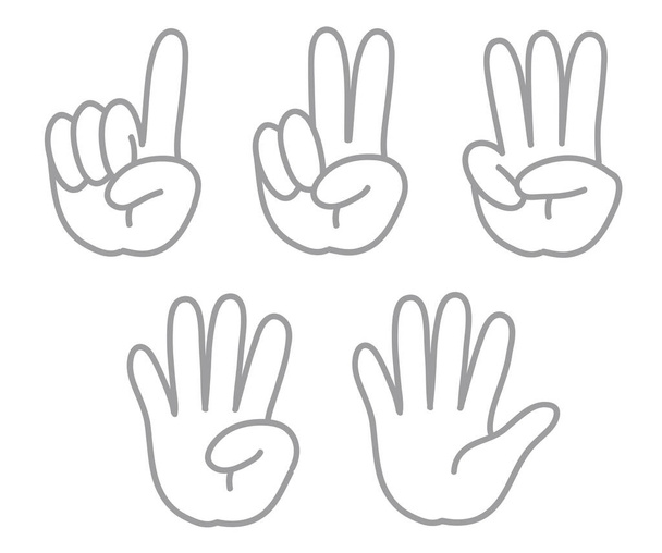 Ruční gesto, číslo - znaková sada - Vektor, obrázek