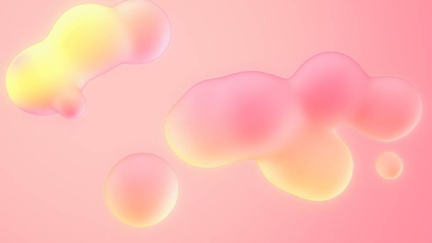 Abstract 3d illustration. Flowing pastel spheres on bright backdrop - Photo, Image