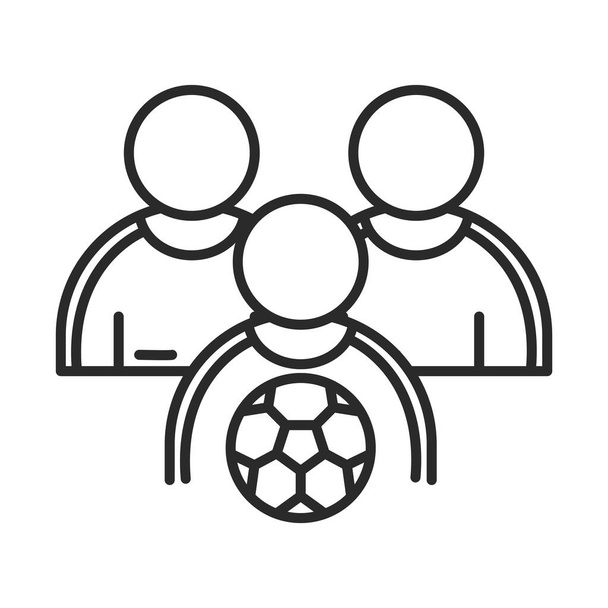 jogo de futebol, jogadores de equipe e bola liga de esportes recreativos ícone de estilo de linha de torneio
 - Vetor, Imagem