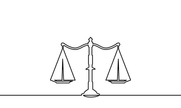 Linha contínua desenho das escalas de justiça sobre fundo preto e branco. - Vector
 - Vetor, Imagem