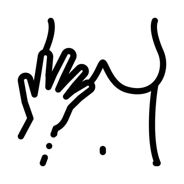 hand touching boobs icon vector. hand touching boobs sign. isolated contour symbol illustration - Vector, Image