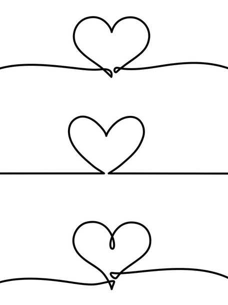 Nepřetržitá jedna čára kreslení srdce izolované na bílém pozadí. vektorová ilustrace pro banner, plakát, web, šablonu, valentýnské přání, svatbu. Černá tenká čára s ikonou srdce. - Vektor - Vektor, obrázek
