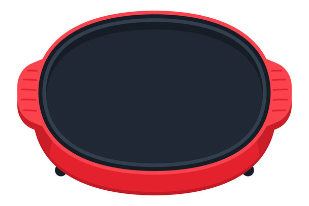 Kitchen utensils. A cute hot plate with a red and round shape. - Vector, Image