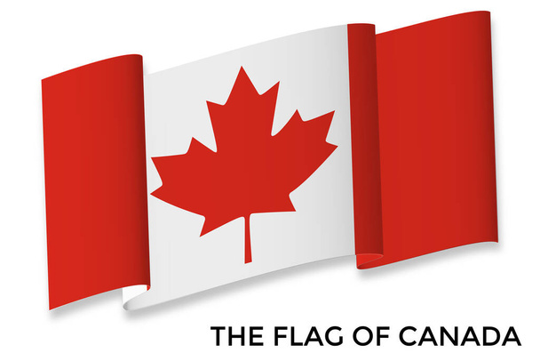 カナダの国旗を振っている。バナー、ポスター、カードデザインのための白い背景に隔離されたベクトルイラスト3Dアイコン. - ベクター画像