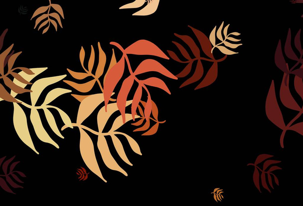 葉とダークオレンジベクトルの自然な背景。抽象的なテンプレート上のドドルで装飾的なイラスト。子供向けのカラフルなパターン. - ベクター画像
