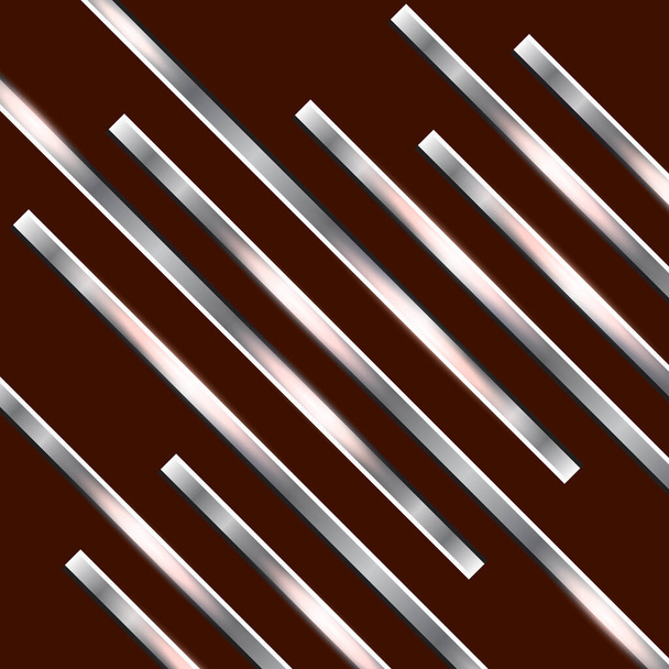 Diagonale Metallstreifen auf dunklem Hintergrund. Polierte Textur, Chrom, Silber, Stahl, Aluminium. Designkonzept. Vektorillustration - Vektor, Bild