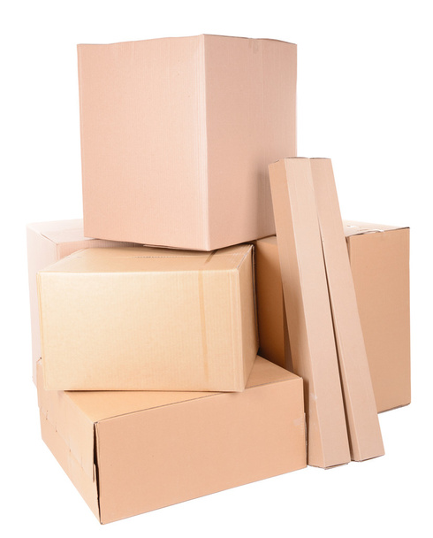 Different cardboard boxes isolated on white - Фото, изображение
