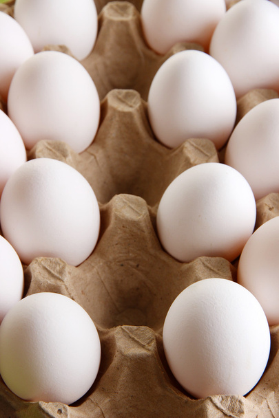 Eggs in paper tray close-up - Foto, Imagen