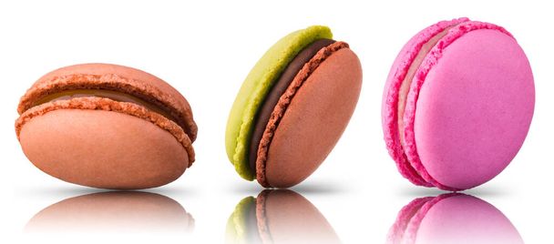 Set of colorful french macaroon isolated on white background. - Zdjęcie, obraz