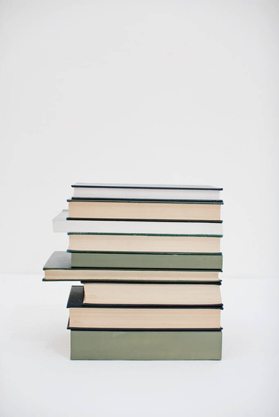 Stack of books on white background - Photo, image