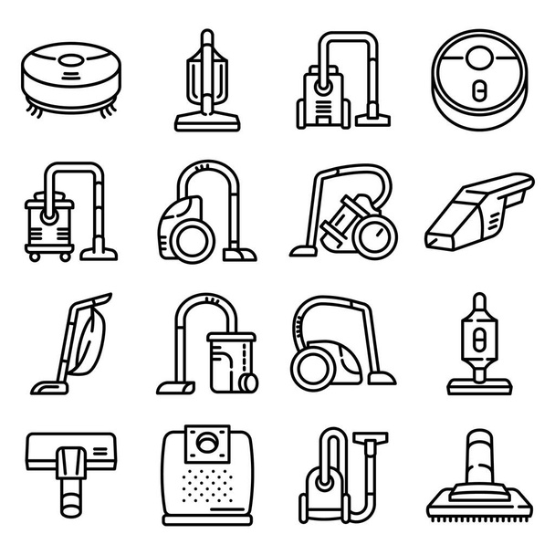 Vacuum cleaner icons set, outline style - Вектор,изображение