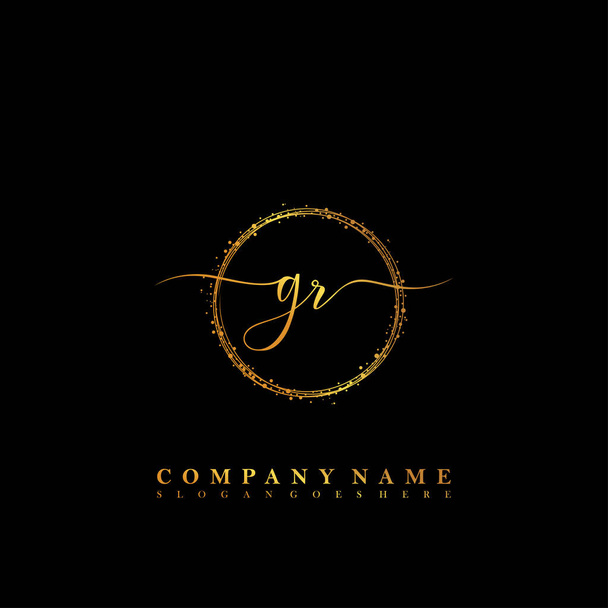 Lettre initiale GR beauté écriture logo vecteur - Vecteur, image