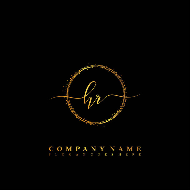 Initial letter HR beauty handwriting logo vector - Vector, Image