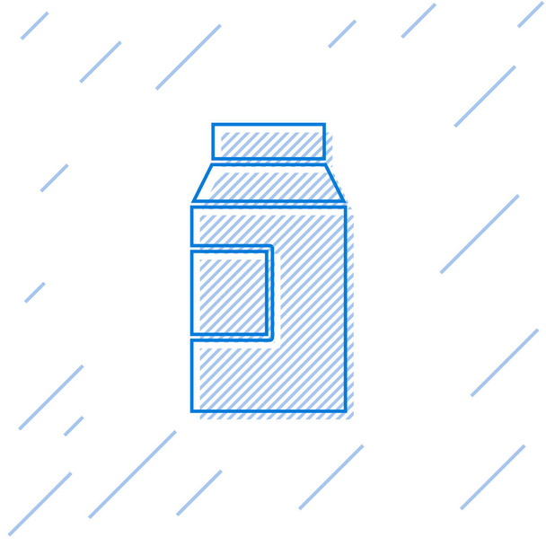 Blue line Paquete de papel para icono de leche aislado sobre fondo blanco. Señal de paquete de leche. Vector
. - Vector, Imagen