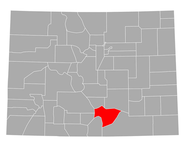 Map of Huerfano in Colorado - Vector, Image