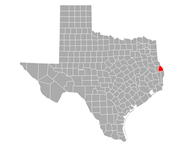 Mapa Sabine v Texasu - Vektor, obrázek